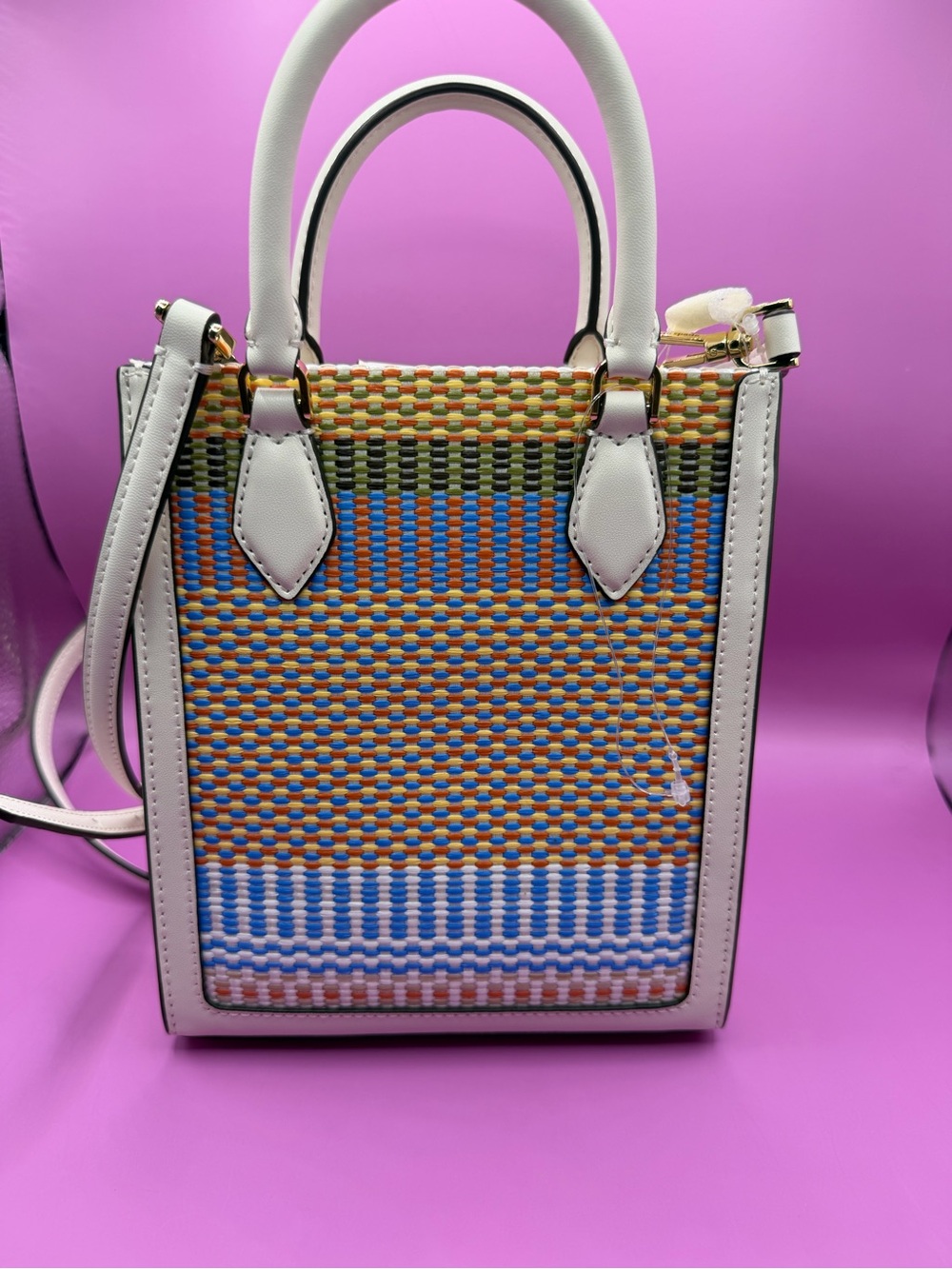 Kate Spade New York Ellie Mini Canvas Multi Straw Tote NWOT - Picture 3 of 7